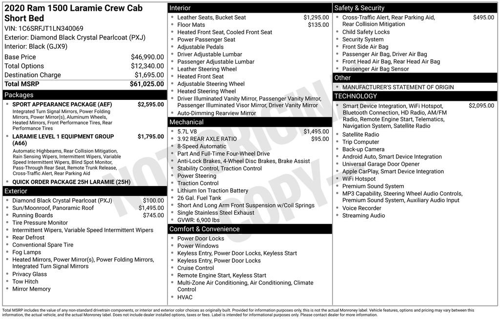 Used 2020 RAM 1500 Laramie w/ Sport Appearance Package AWD/4WD image 5