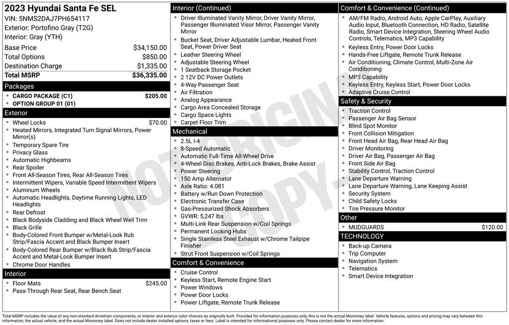 Certified 2023 Hyundai Santa Fe SEL w/ Cargo Package AWD/4WD image 5