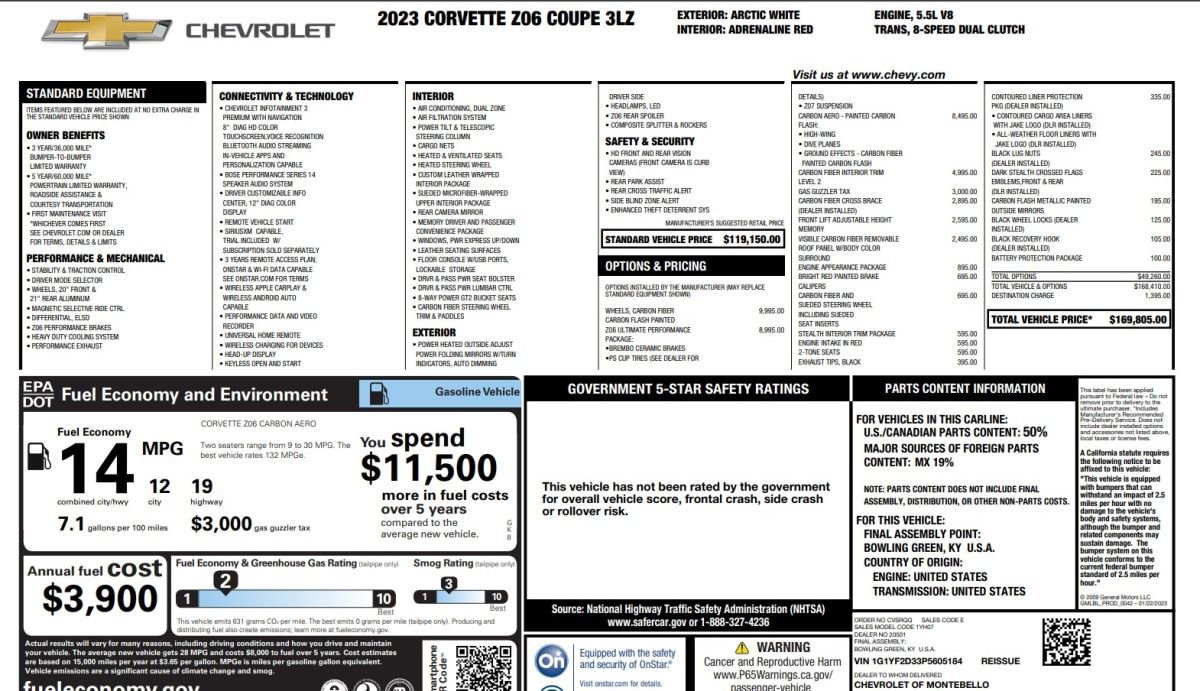 Used 2023 Chevrolet Corvette Z06 w/ Z07 Performance Package image 15