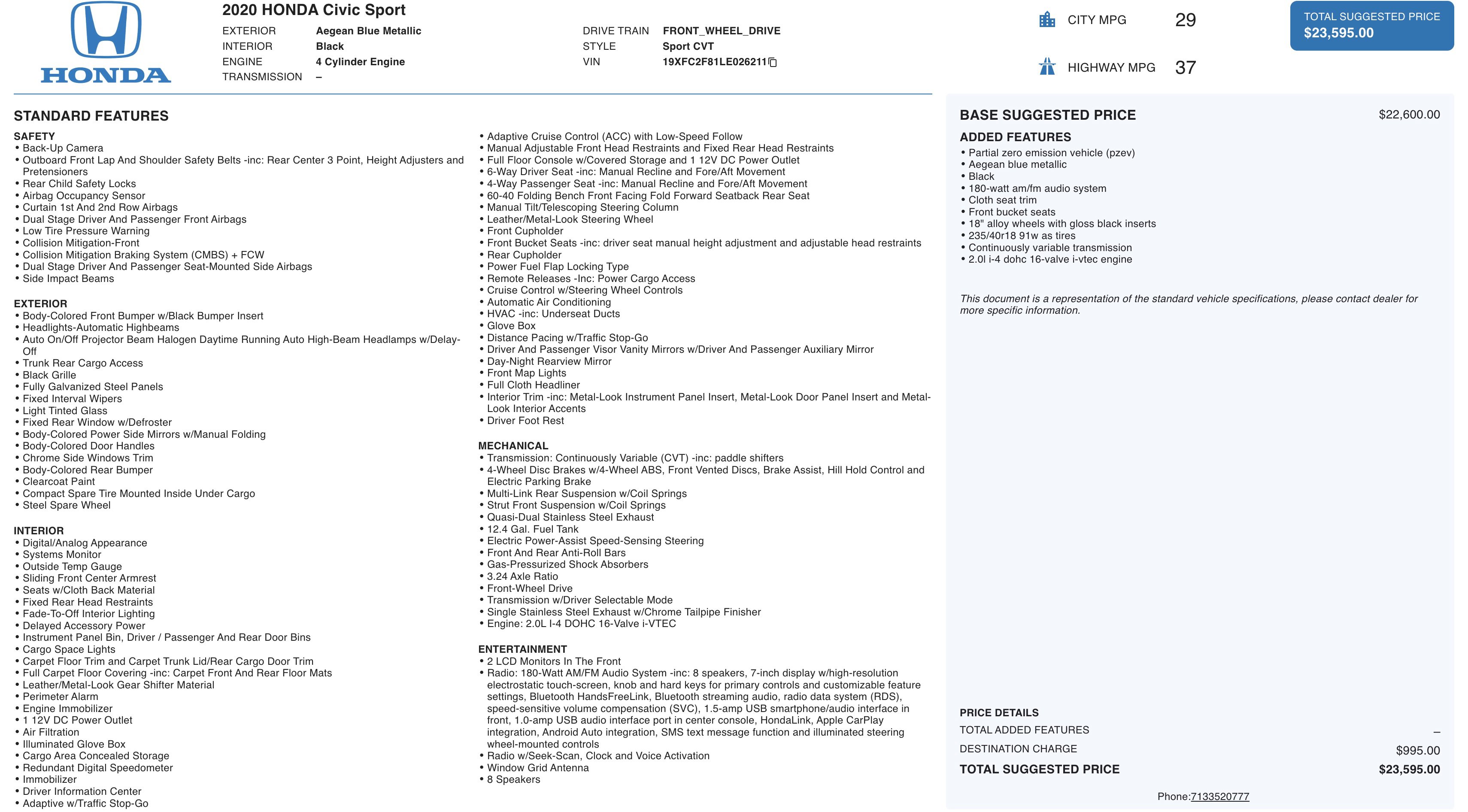 Used 2020 Honda Civic Sport image 5