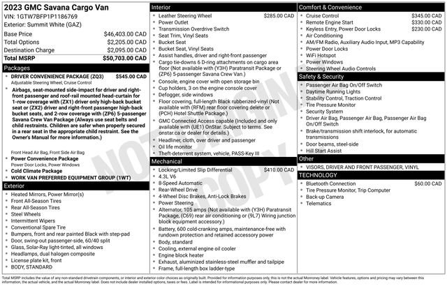 Used 2023 GMC Savana 2500 Extended w/ Driver Convenience Package RWD image 32