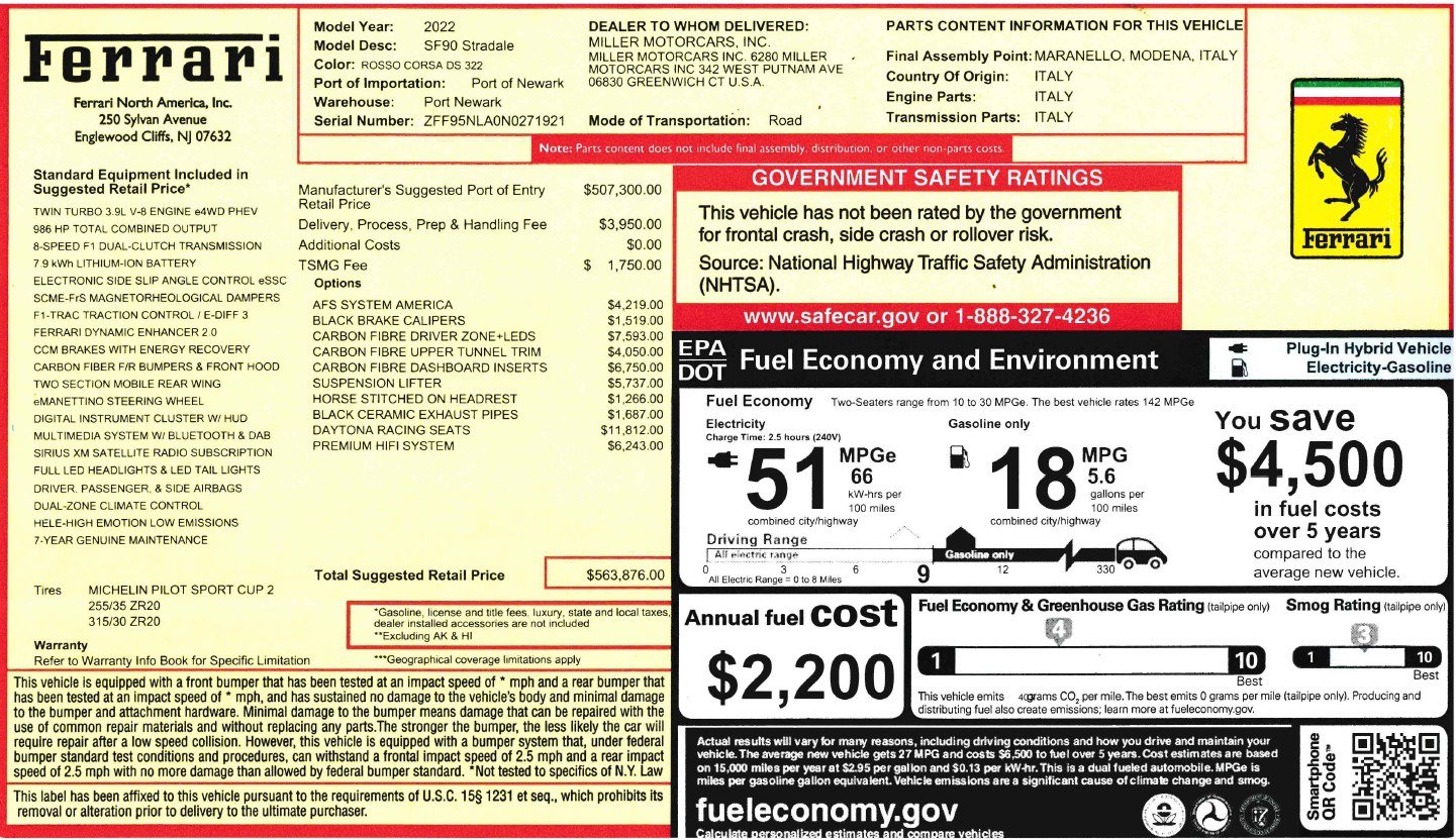 Certified 2022 Ferrari SF90 Stradale AWD/4WD image 2