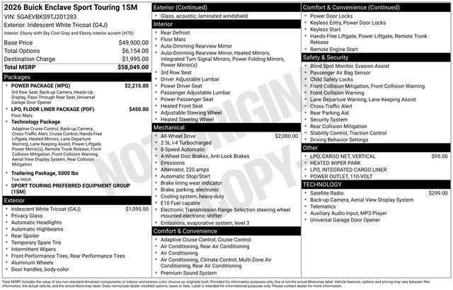 New 2026 Buick Enclave Sport Touring w/ Power Package AWD/4WD image 4
