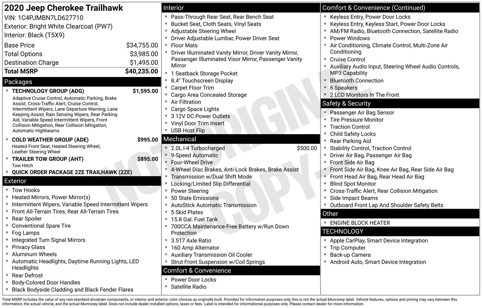 Used 2020 Jeep Cherokee Trailhawk w/ Technology Group image 39