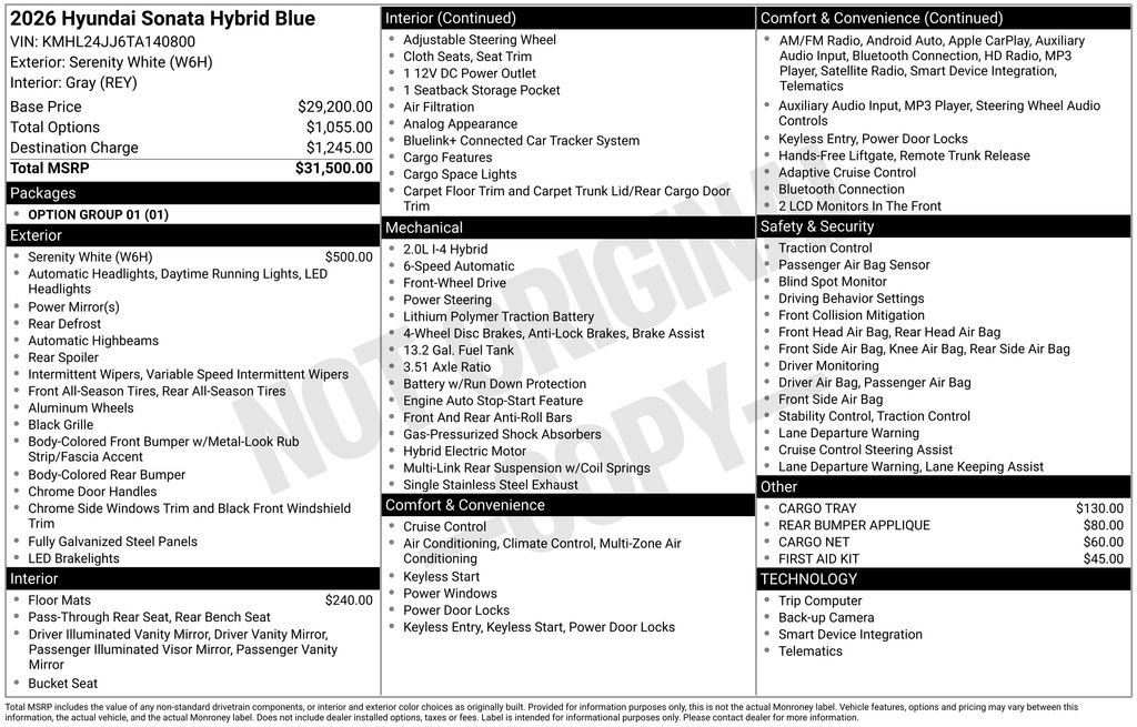 New 2026 Hyundai Sonata Blue image 6