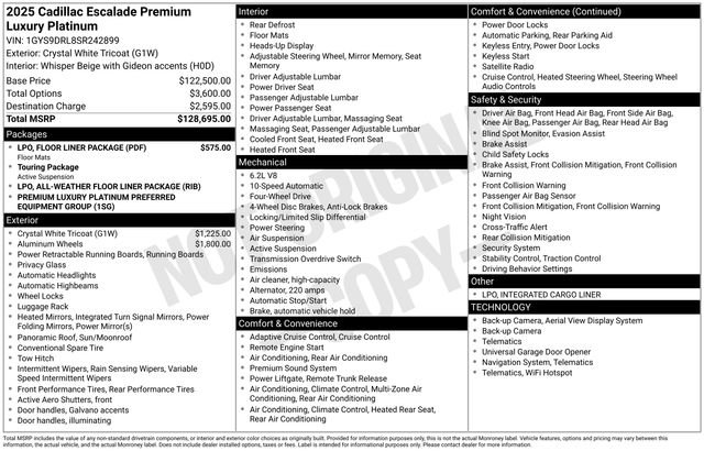 Used 2025 Cadillac Escalade Premium Luxury Platinum w/ LPO, Floor Liner Package image 3