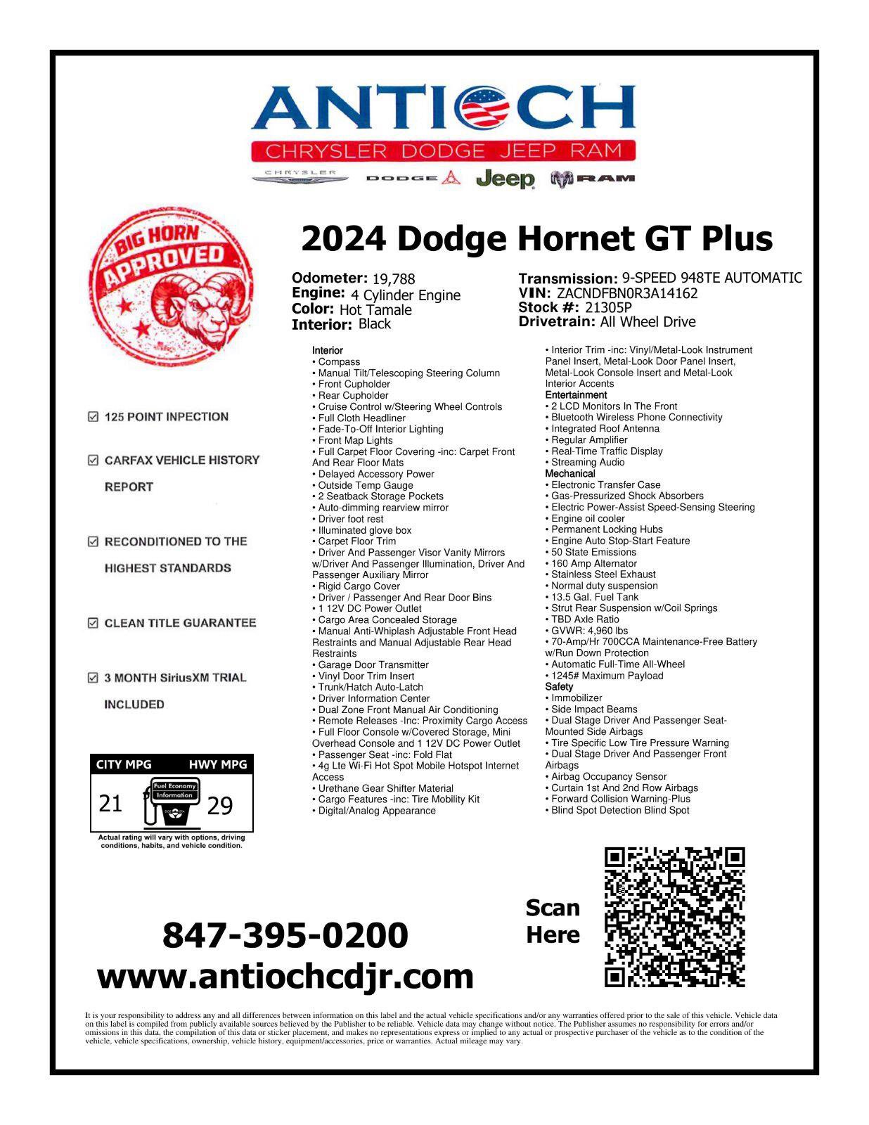 Used 2024 Dodge Hornet GT Plus w/ GT Blacktop Package AWD/4WD image 2
