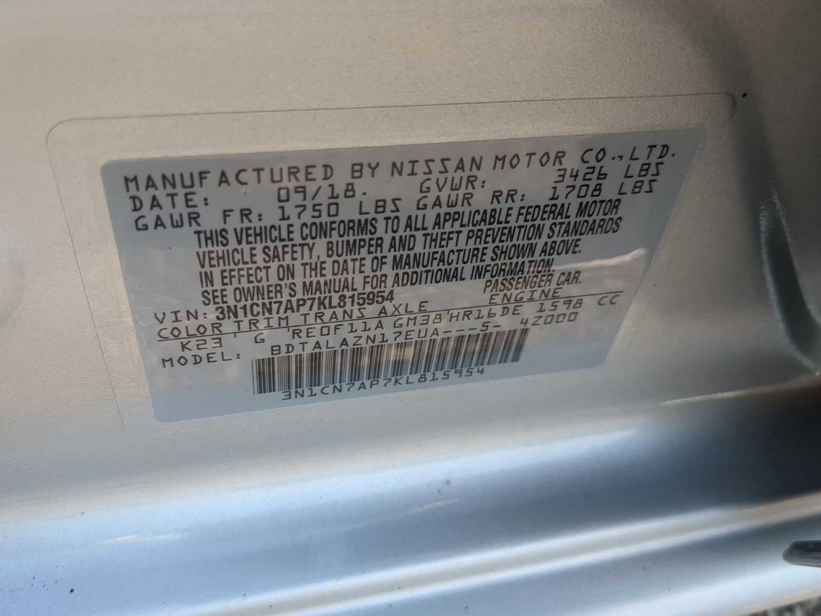 Used 2019 Nissan Versa S Plus image 30