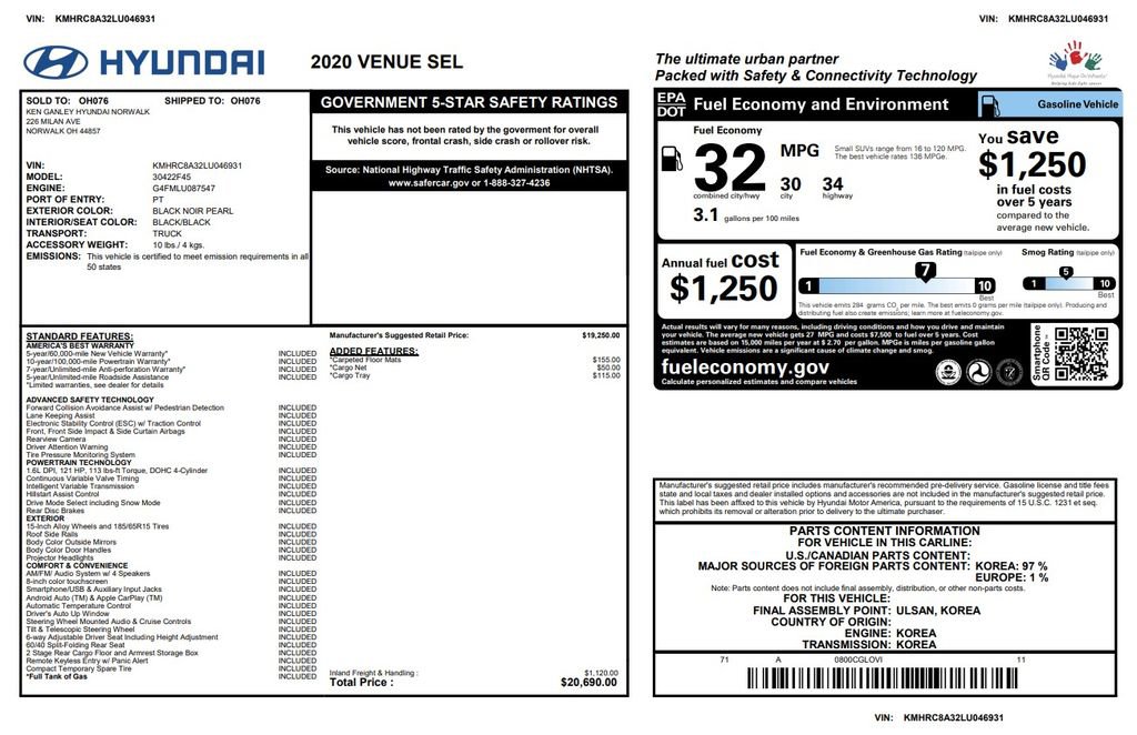 Used 2020 Hyundai Venue SEL FWD image 6