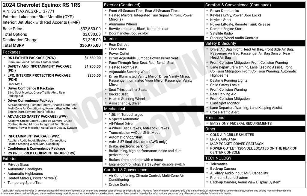 Used 2024 Chevrolet Equinox RS w/ RS Leather Package image 34