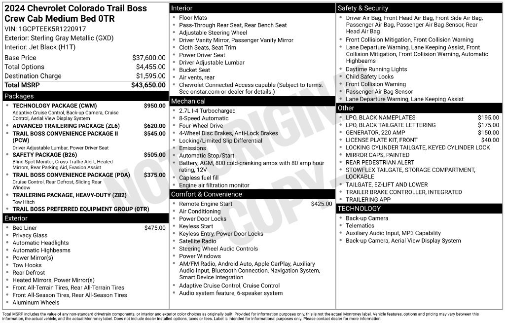 Used 2024 Chevrolet Colorado Trail Boss w/ Technology Package AWD/4WD image 35