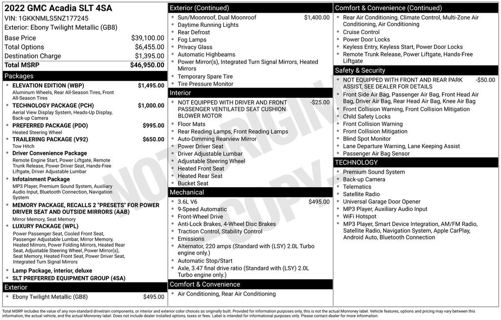 Used 2022 GMC Acadia SLT w/ Elevation Edition FWD image 32