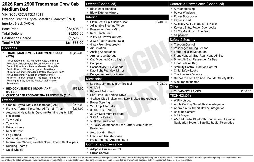 New 2026 RAM 2500 Tradesman AWD/4WD image 13