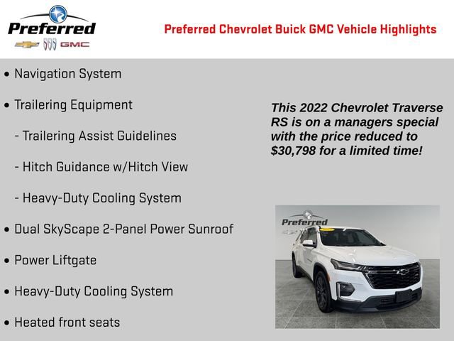 Certified 2022 Chevrolet Traverse RS image 2