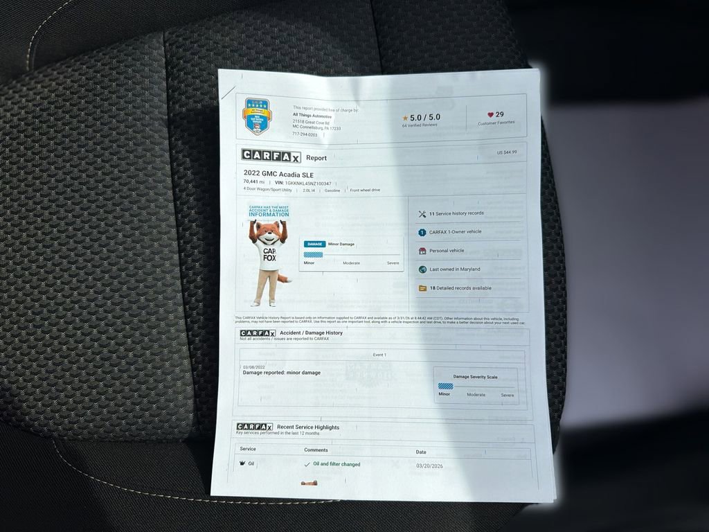 Used 2022 GMC Acadia SLE w/ LPO, Floor Liner Package image 40