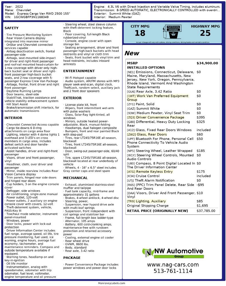 Used 2022 Chevrolet Express 2500 Extended w/ Driver Convenience Package image 2