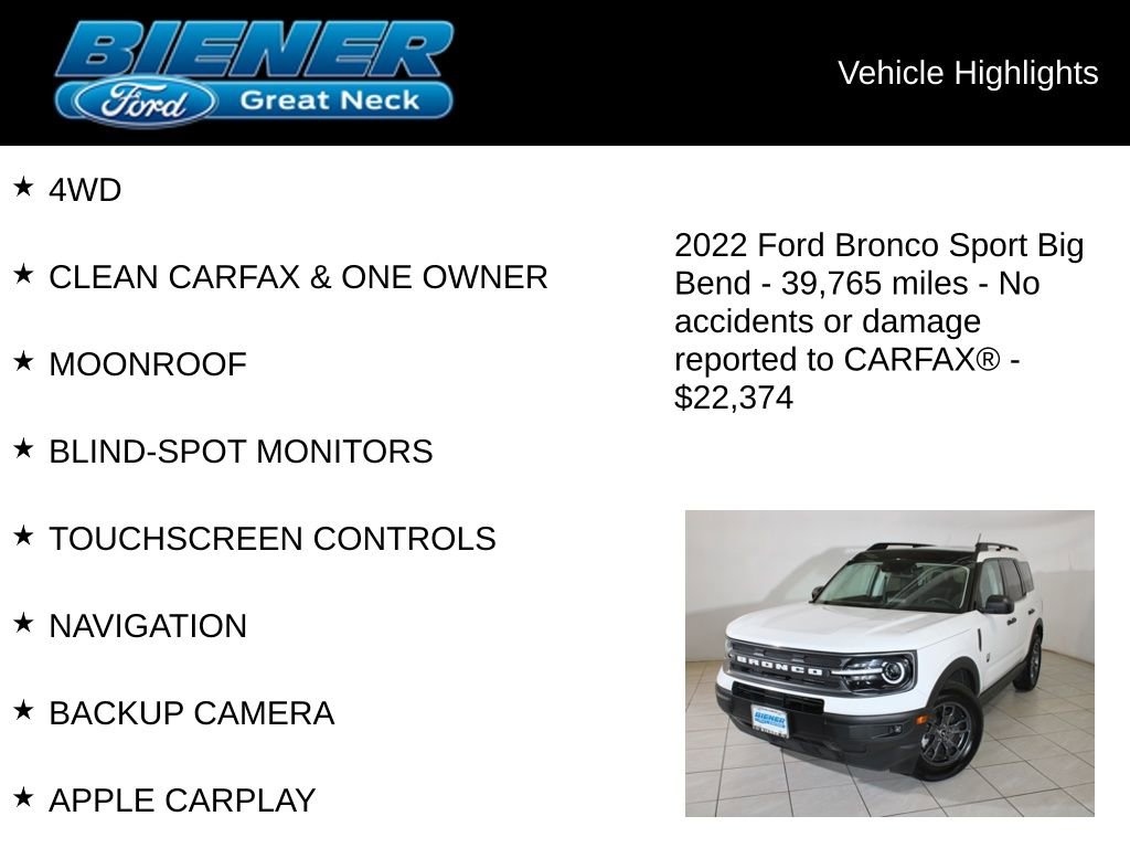 Used 2022 Ford Bronco Sport Big Bend w/ Convenience Package image 9