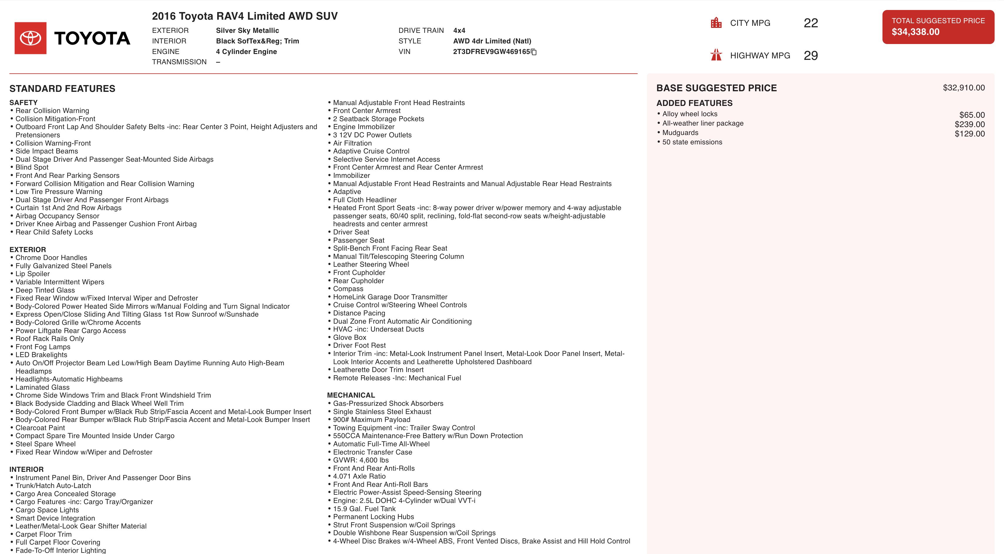 Used 2016 Toyota RAV4 Limited image 3