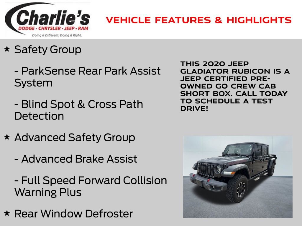 Certified 2020 Jeep Gladiator Rubicon w/ LED Lighting Group image 20