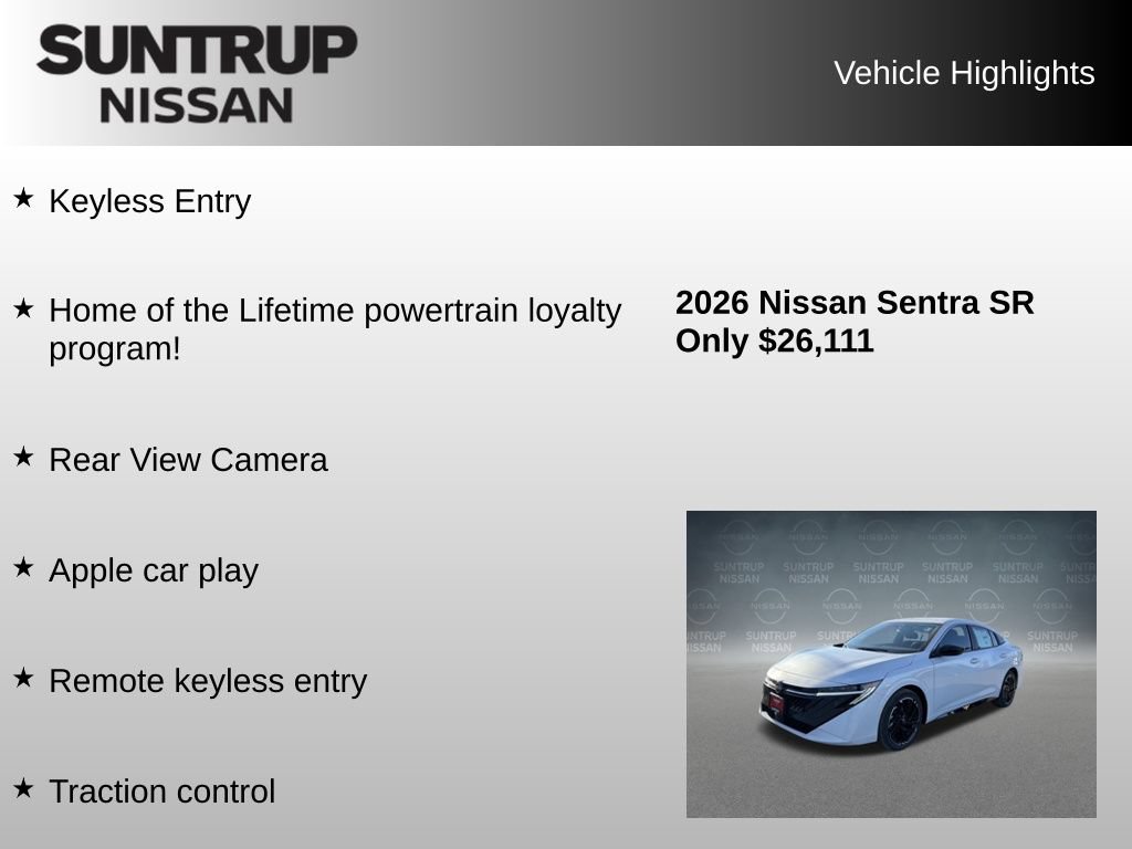 Used 2026 Nissan Sentra SR w/ SR All Weather Package FWD image 8