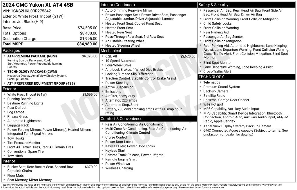 Used 2024 GMC Yukon XL AT4 w/ AT4 Premium Package