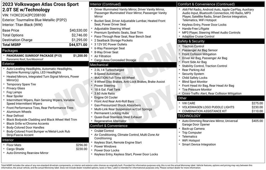 Certified 2023 Volkswagen Atlas Cross Sport SE w/ Panoramic Sunroof Package image 44