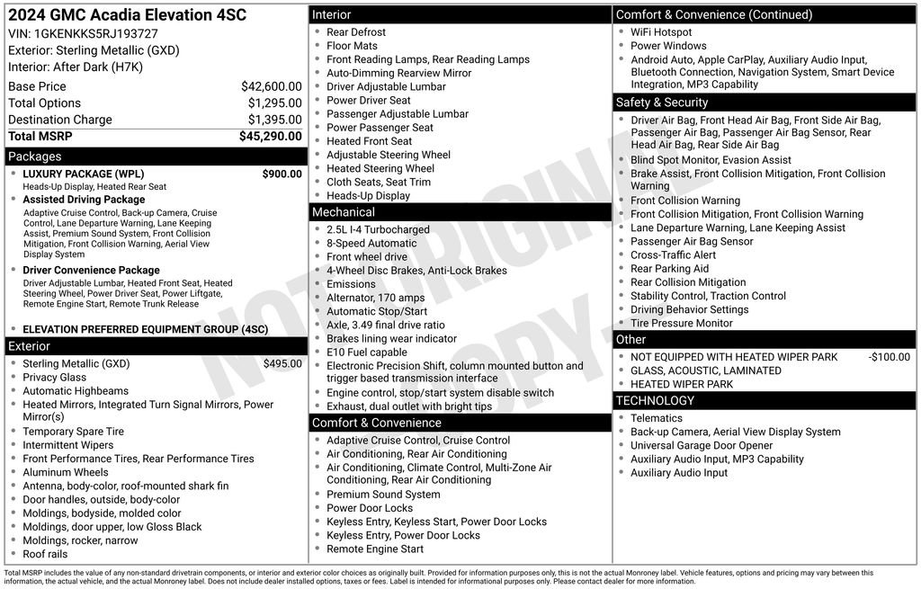 Used 2024 GMC Acadia Elevation w/ Luxury Package FWD image 2