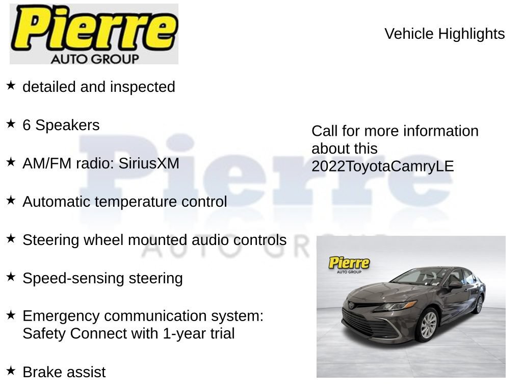 Used 2022 Toyota Camry LE FWD image 7