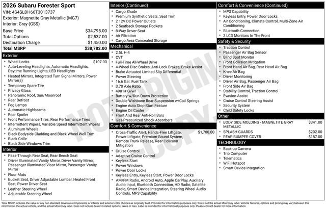 Certified 2026 Subaru Forester Sport AWD/4WD image 7