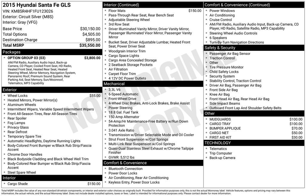 Used 2015 Hyundai Santa Fe GLS w/ Option Group 03 image 6