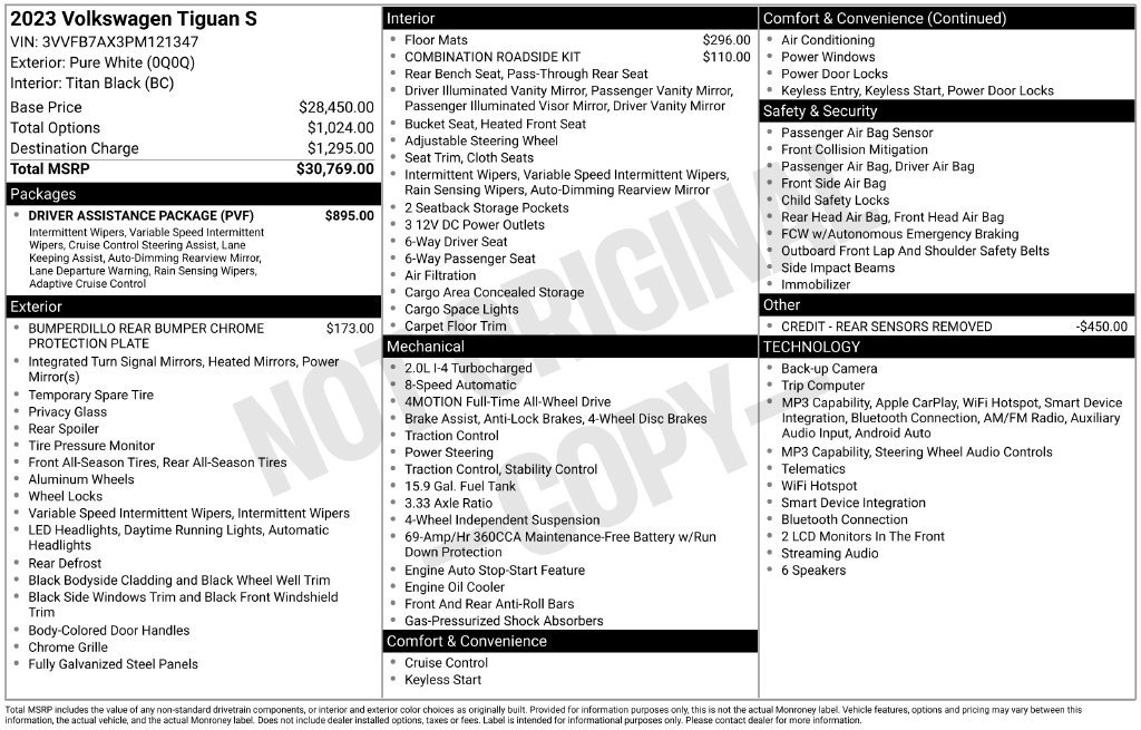 Certified 2023 Volkswagen Tiguan S w/ Driver Assistance Package AWD/4WD image 12