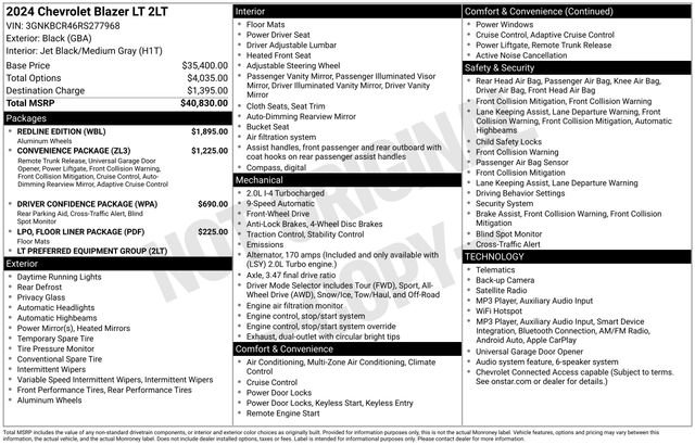 Used 2024 Chevrolet Blazer LT w/ Redline Edition FWD image 11