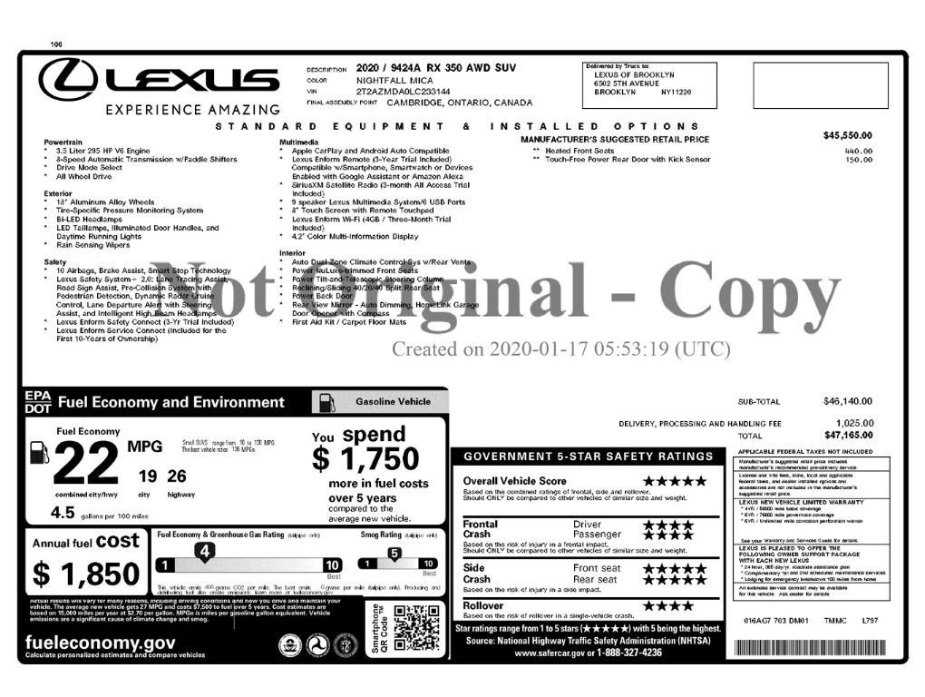 Used 2020 Lexus RX 350 AWD image 2