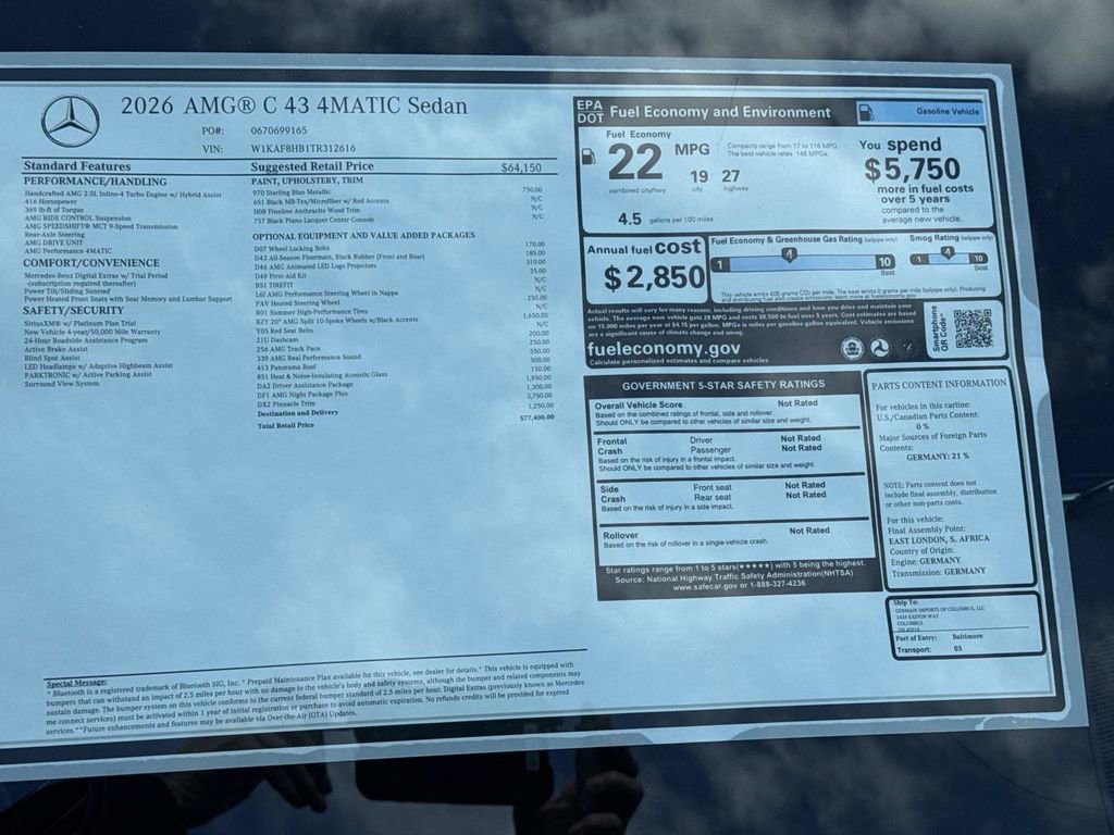 New 2026 Mercedes-Benz C 43 AMG 4MATIC Sedan image 9