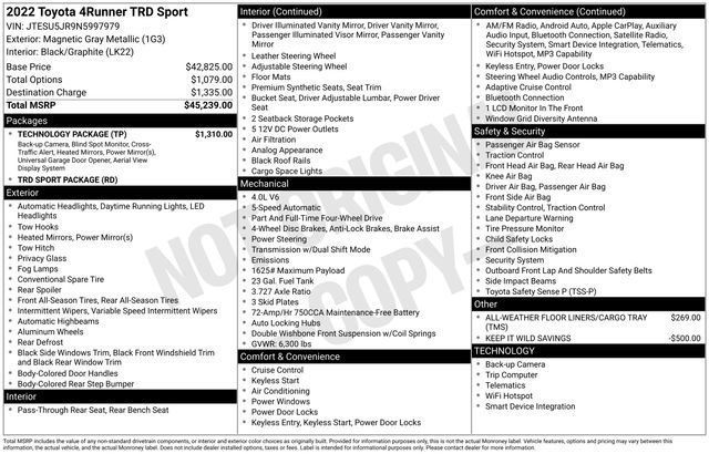 Used 2022 Toyota 4Runner TRD Sport w/ Technology Package image 2