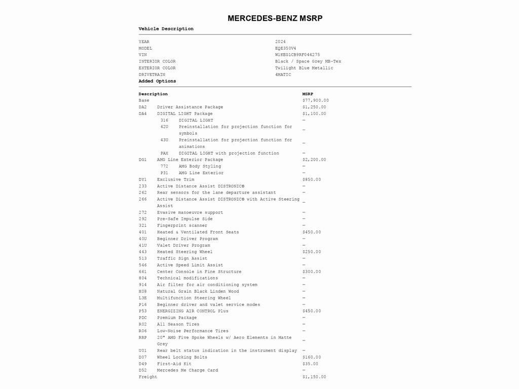 Used 2024 Mercedes-Benz EQE 350+ 4MATIC Sedan w/ AMG Line Exterior Package image 2