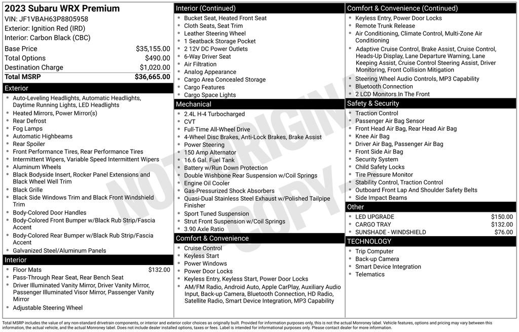 Used 2023 Subaru WRX Premium AWD/4WD image 5