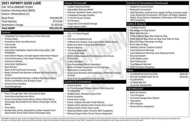 Used 2021 INFINITI QX50 Luxe image 34
