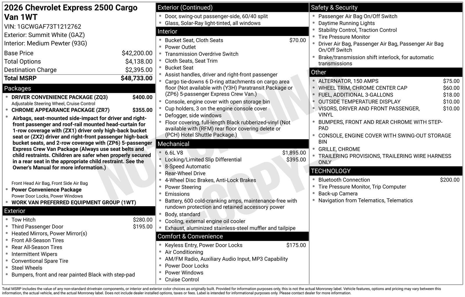 New 2026 Chevrolet Express 2500 w/ Driver Convenience Package RWD image 5