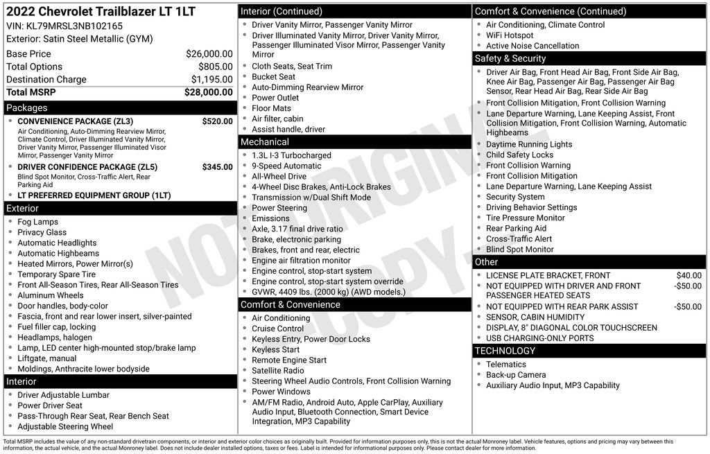 Used 2022 Chevrolet TrailBlazer LT w/ Convenience Package AWD/4WD image 5