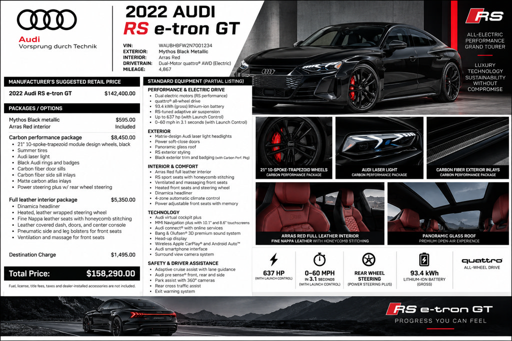 Used 2022 Audi RS e-tron GT w/ Carbon Performance Package AWD/4WD image 2