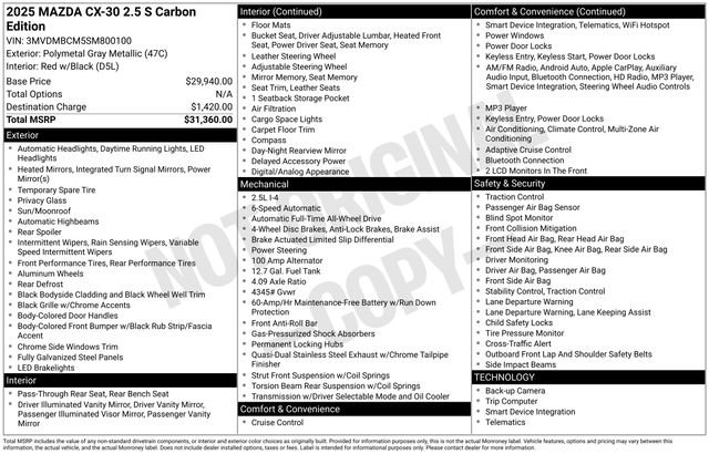 Used 2025 MAZDA CX-30 AWD 2.5 S w/ Preferred Package image 4