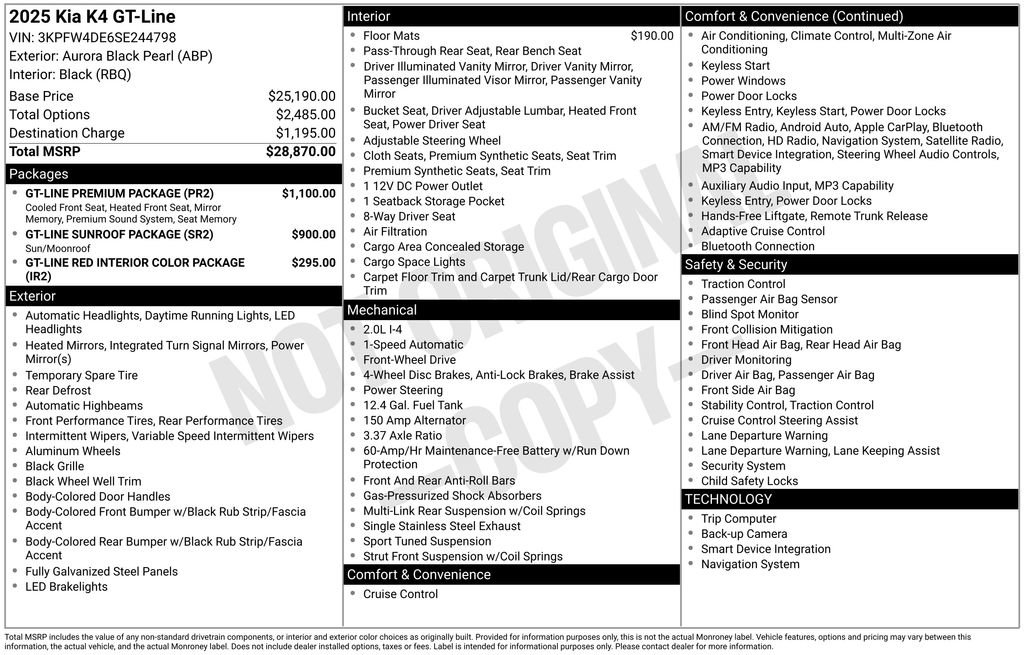 New 2025 Kia K4 GT-Line w/ GT-Line Premium Package image 6