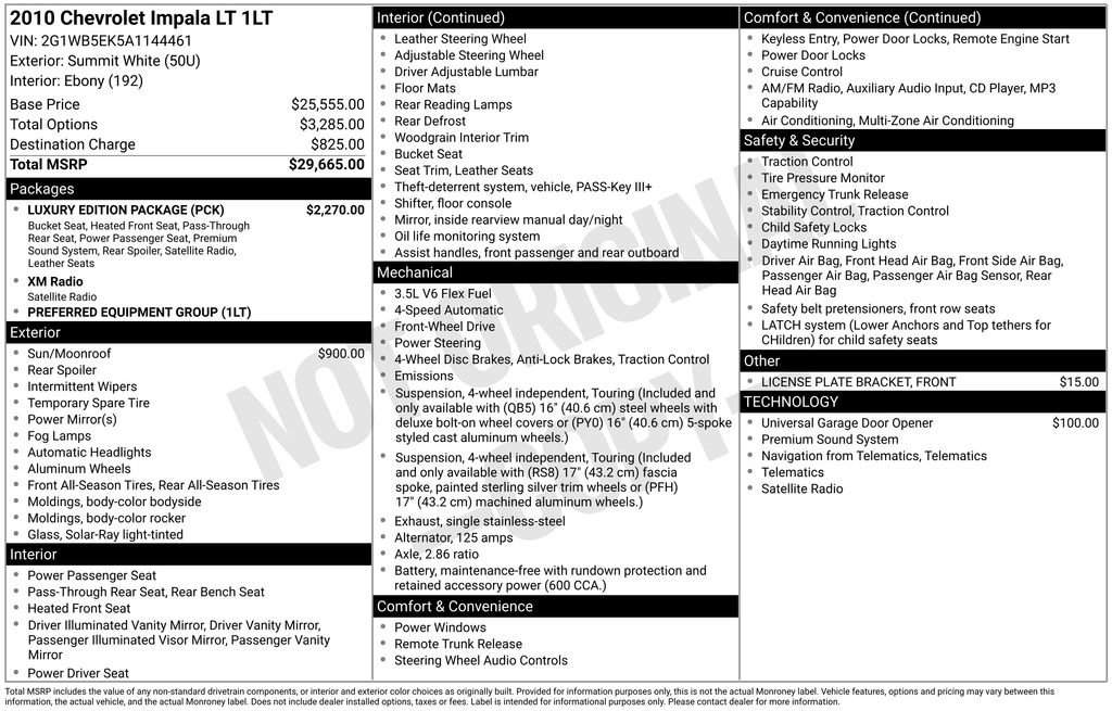 Used 2010 Chevrolet Impala LT w/ Luxury Edition Package image 33