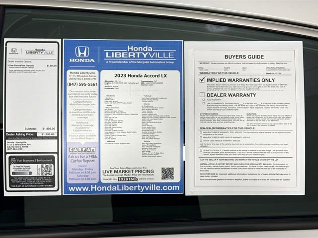 Certified 2023 Honda Accord LX image 52