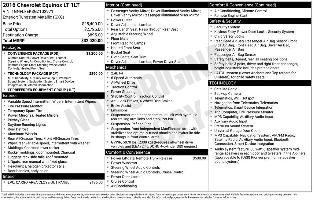 Used 2016 Chevrolet Equinox LT w/ Convenience Package AWD/4WD image 11