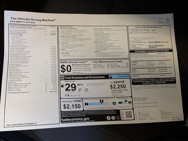 New 2026 BMW X3 xDrive30i w/ Premium Package AWD/4WD image 20