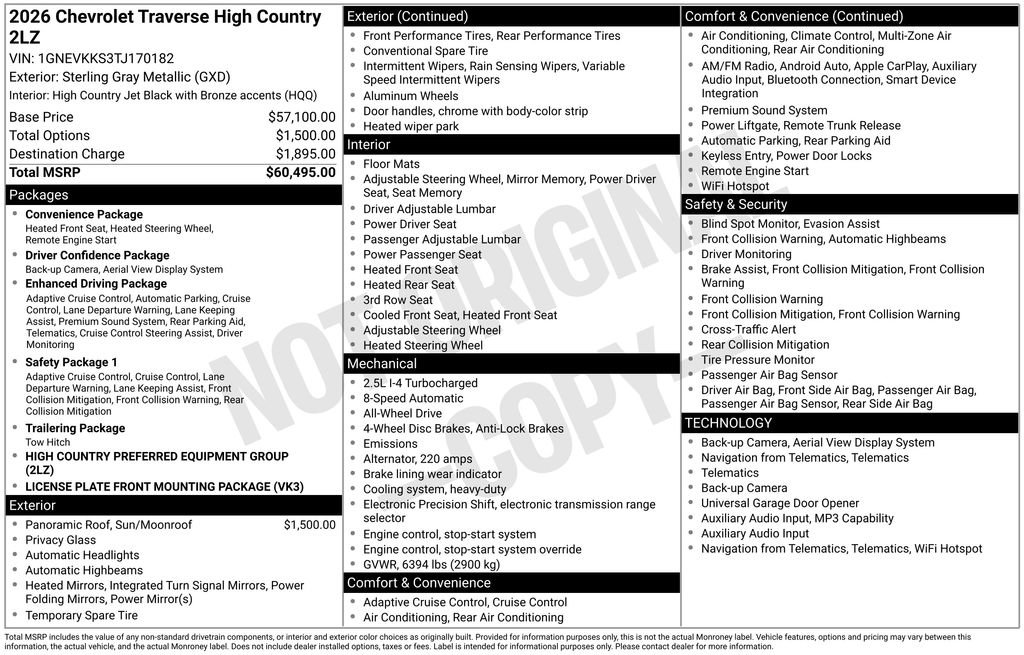 New 2026 Chevrolet Traverse High Country image 3