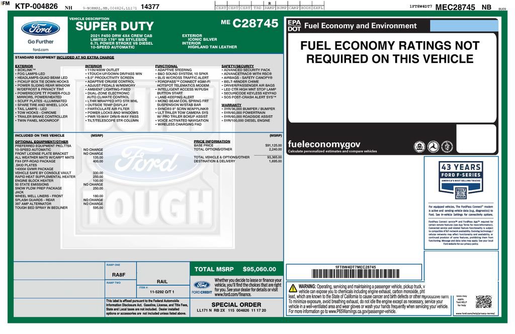 Used 2021 Ford F450 Limited w/ FX4 Off-Road Package AWD/4WD image 2