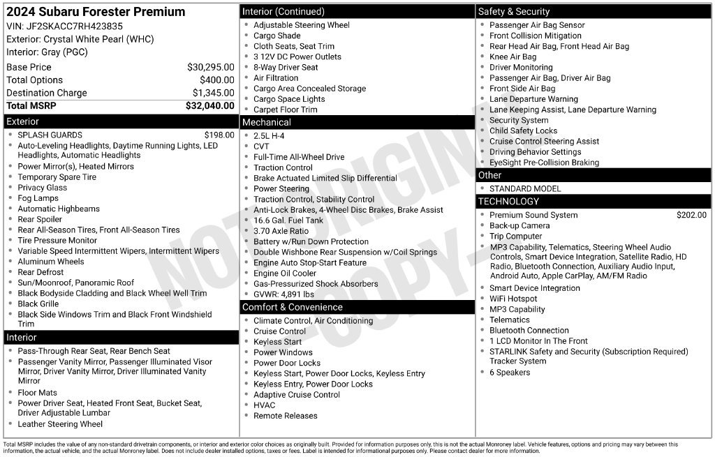 Certified 2024 Subaru Forester Premium AWD/4WD image 7
